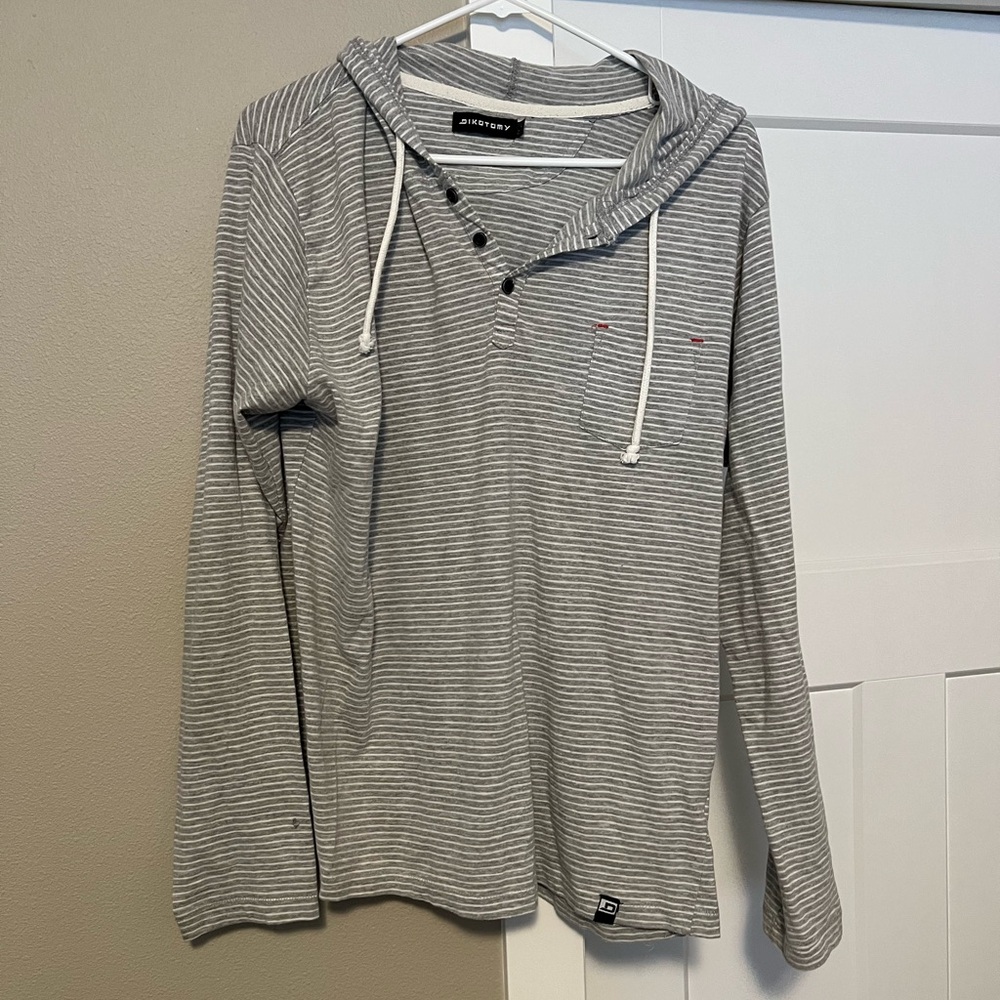 Gray Hooded Sweatshirt with Lightweight Fabric